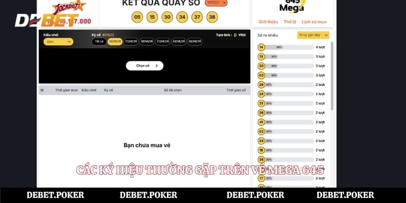 Các ký hiệu thường gặp trên vé mega 645 